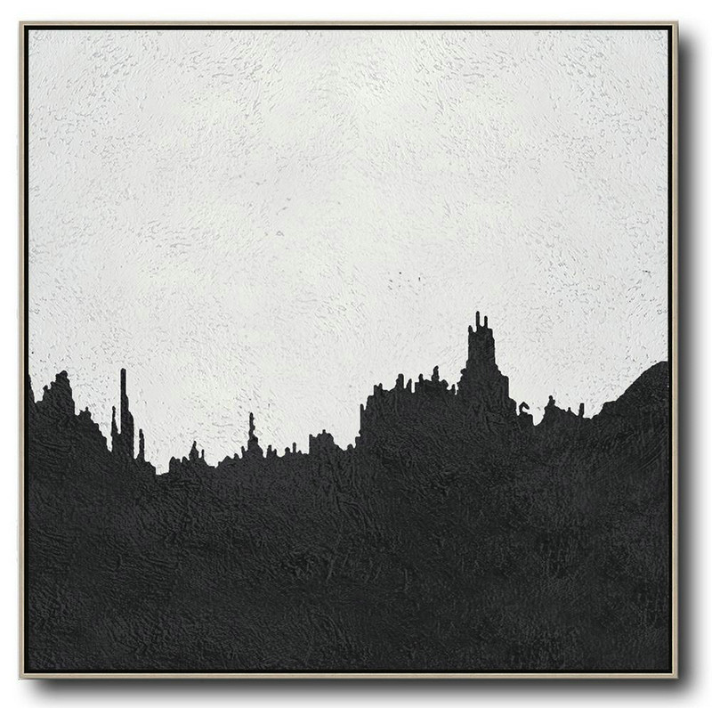Original Artwork Extra Large Abstract Painting,Oversized Minimal Black And White Painting - Living Room Canvas Art